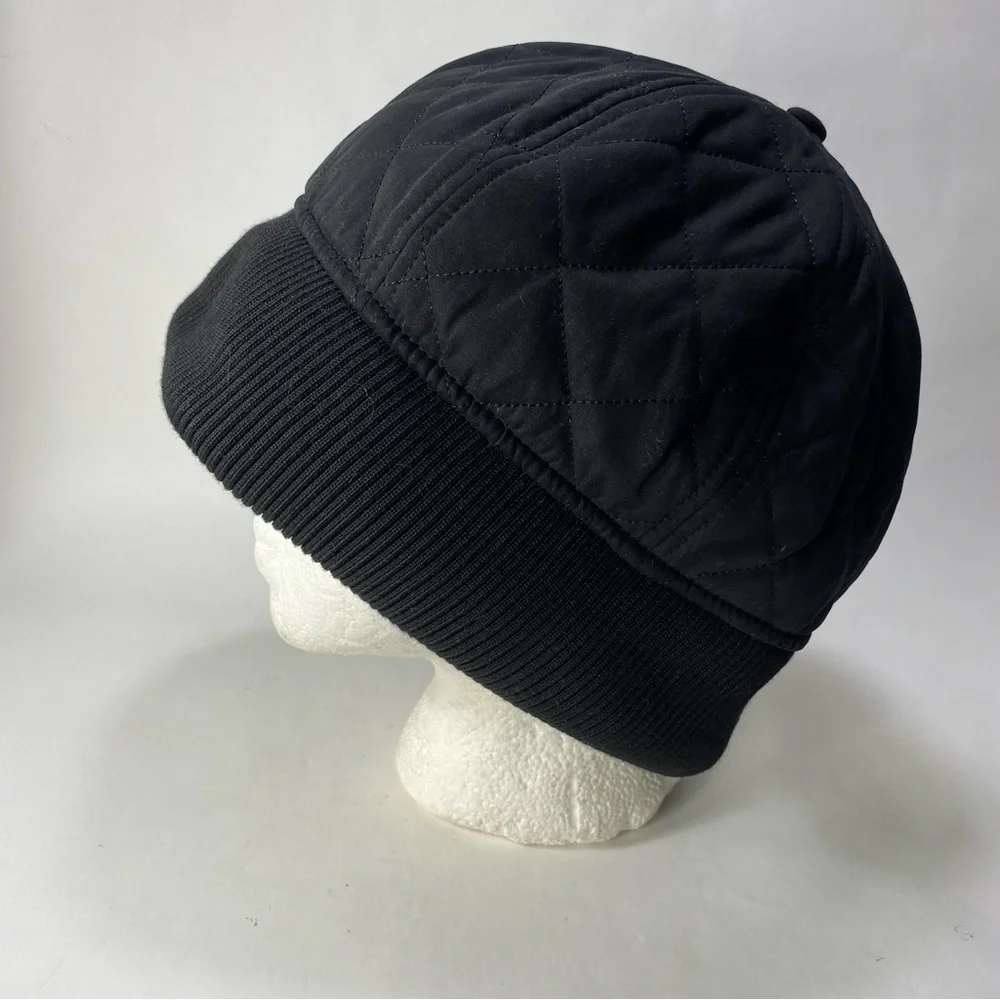 Paul Galvin Black Quilted Ribbed Cap One Size